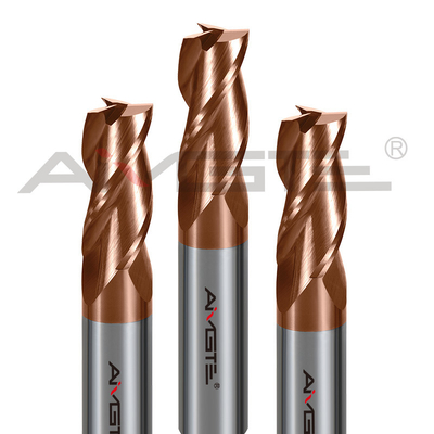 Copper Coating Carbide End Mill 4mm - 32mm 3 Flute End Mills For Carbon Steel