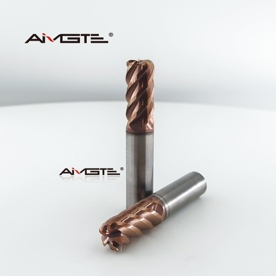 4 Flute Carbide bull nose carbide end mill D12mm TiSiN Coated  R2 R3 Corner Radius 45° Helix Angle for Steel Alloy Finishing CNC Milling Cutter for Hardened Metals