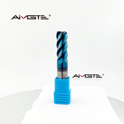16mm 4 Flute 45° Helix Angle Carbide End Mill Bits Blue Nano Coated Flat End Milling Cutter for Steel CNC Machine Tool