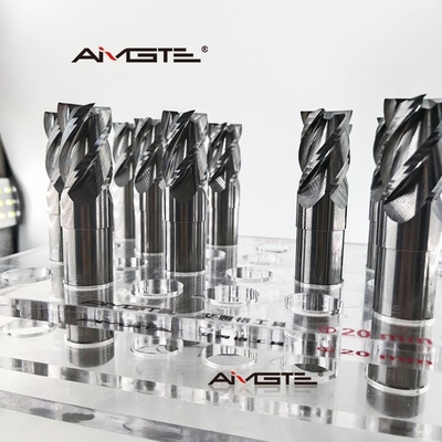 4 Flute Short Carbide End Mill Custom Length Flat Bottom CNC Milling Cutter For Steel  Aluminum 3/8